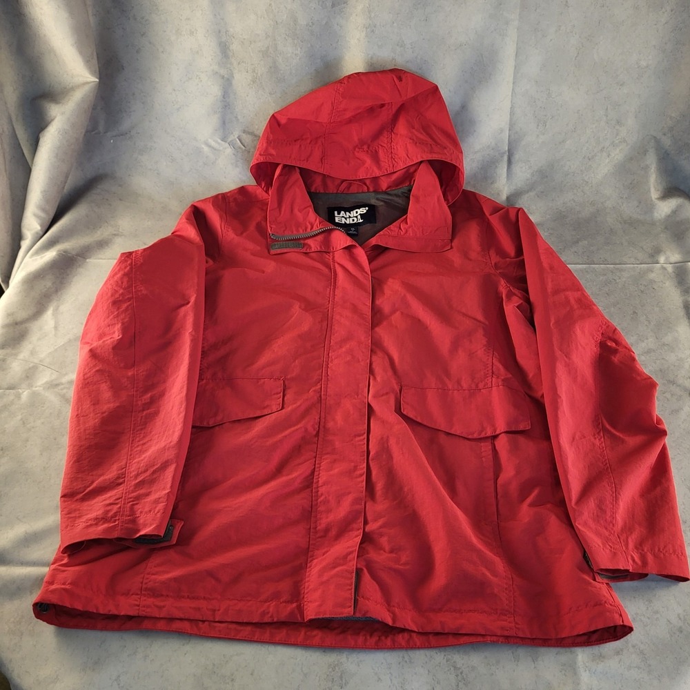 Lands' End Rain Jacket Womens XL Red